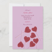 ピンクのハートのキャンディ - バレンタインデーパーティー 招待状 (裏面)