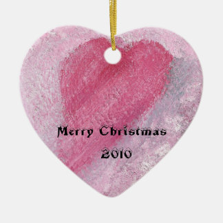 ピンクのハートのクリスマスのオーナメントC30 セラミックオーナメント