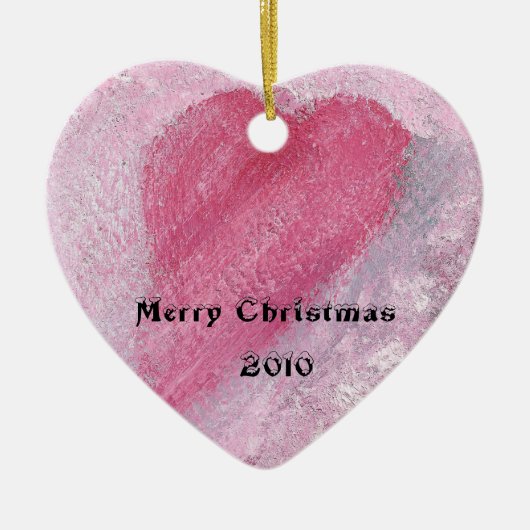 ピンクのハートのクリスマスのオーナメントC30 セラミックオーナメント (正面)