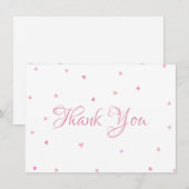 ピンクのハートのコンフェッティスクリプト ありがとう サンキューカード (正面/裏面)