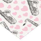 ピンクのハートのサックス結婚 ショートテーブルランナー (コーナー)