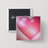ピンクのハートのデザインの正方形Pin 缶バッジ (正面&裏面)