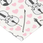 ピンクのハートのバイオリンとチェロ結婚 ショートテーブルランナー (コーナー)