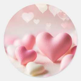 ピンクのハートのバレンタインデー スティッカー ラウンドシール