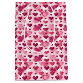 ピンクのハートのパターン – バレンタインデーテーマ ミディアムペーパーバッグ (正面)