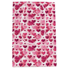 ピンクのハートのパターン – バレンタインデーテーマ ミディアムペーパーバッグ