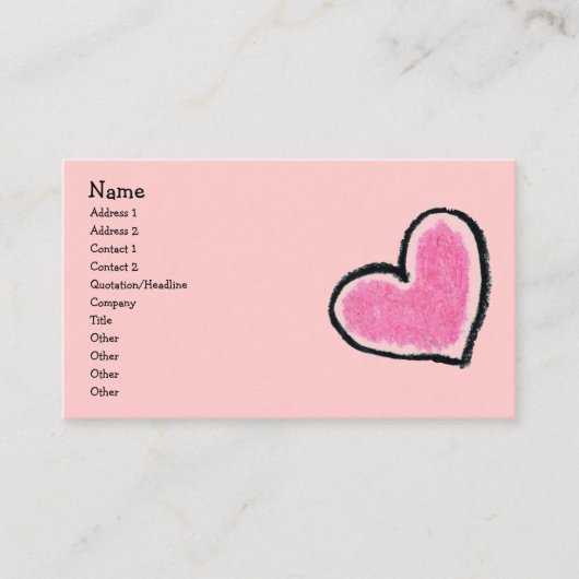 ピンクのハートのプロフィールカード 名刺 (正面)