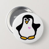 ピンクのハートのペンギンPin 缶バッジ (正面&裏面)