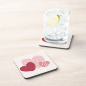 ピンクのハートのペーパーステッカー コースター (右側)