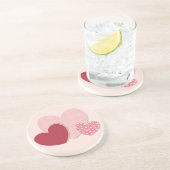 ピンクのハートのペーパーステッカー コースター (側面)