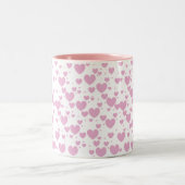 ピンクのハートのマグ ツートーンマグカップ (中央)