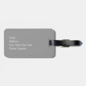 ピンクのハートのモノグラムが付いている灰色のシェブロン ラゲッジタグ (裏面横)