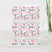 ピンクのハートのラブスクリプトパターン ハッピー バレンタインズデー シーズンカード (正面)