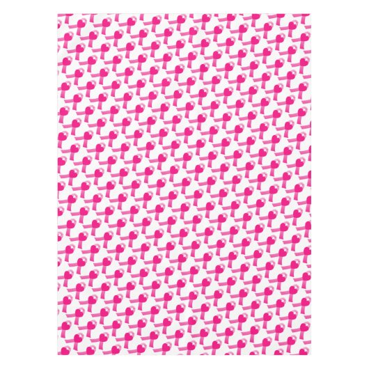 ピンクのハートのリボンの乳癌の認識度 テーブルクロス (正面)