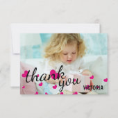 ピンクのハートの写真- 3x5は平らなカード感謝していしています サンキューカード