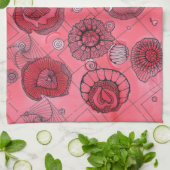 ピンクのハートの台所タオル キッチンタオル (折り畳み)