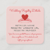 ピンクのハートの女王のクラウンワディングレジストリー エンクロージャーカード (正面)