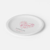 ピンクのハートの弓カスタムベビーシャワーお祝い ペーパープレート (アングル)