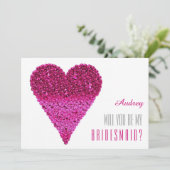 ピンクのハートの形あなたは私の花嫁のメイドになる? 招待状 (スタンド正面)