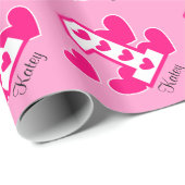 ピンクのハートの最初誕生日のカスタムV05F2 ラッピングペーパー (ロールコーナー)