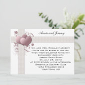 ピンクのハートの渦巻き結婚式招待状 招待状 (スタンド正面)