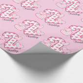 ピンクのハートの第2誕生日のカスタムV02X ラッピングペーパー (角)