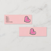 ピンクのハートの細いプロフィールカード スキニー名刺 (正面/裏面)
