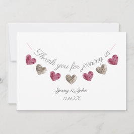 ピンクのハートの結婚記念日カードありがとう サンキューカード