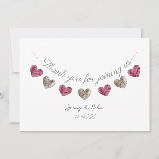 ピンクのハートの結婚記念日カードありがとう サンキューカード (正面)