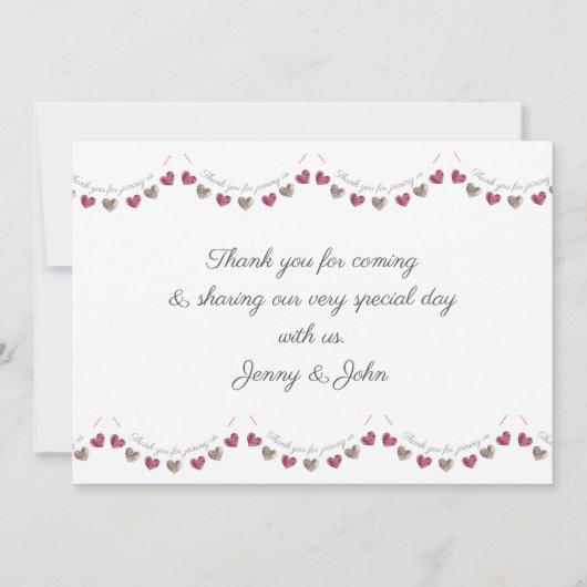ピンクのハートの結婚記念日カードありがとう サンキューカード (裏面)