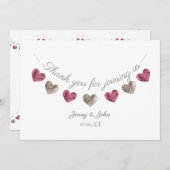 ピンクのハートの結婚記念日カードありがとう サンキューカード (正面/裏面)