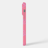 ピンクのハートの線画iPhone 15ケース iPhoneケース (左側面)