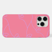 ピンクのハートの線画iPhone 15ケース iPhoneケース (裏面横)