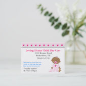 ピンクのハートの育児の名刺 名刺 (スタンド正面)