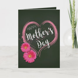 ピンクのハートの花の母の日-挨拶状 カード