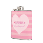 ピンクのハートの花嫁エレガントパーソナライズされた者 フラスク (左)