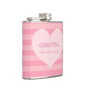 ピンクのハートの花嫁エレガントパーソナライズされた者 フラスク (右)