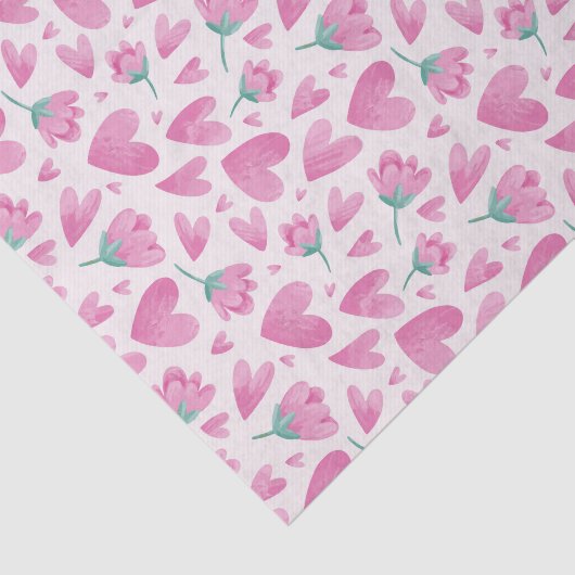 ピンクのハートの花模様が可愛いバレンタインデー 薄葉紙 (詳細)