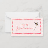 ピンクのハートの蜂 私のミニバレンタイン ノートカード (正面)