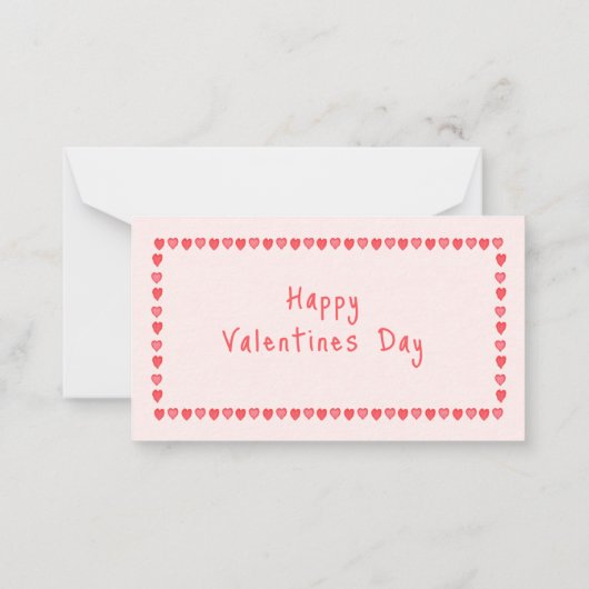 ピンクのハートの蜂 私のミニバレンタイン ノートカード (裏面)