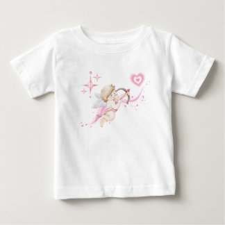 ピンクのハートの輝きとロマンティックなバレンタインアート ベビーTシャツ