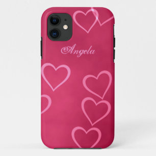 ピンクのハートの輪郭 iPhone 11 ケース