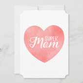 ピンクのハートの「スーパーママ」テキスト、マザーズデーのデザイン シーズンカード (正面)