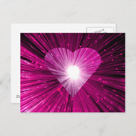 ピンクのハートはがき ポストカード (正面/裏面)