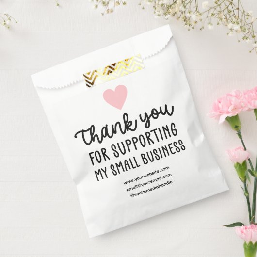 ピンクのハートはスモールビジネスのお客様に感謝 フェイバーバッグ (封をした状態)