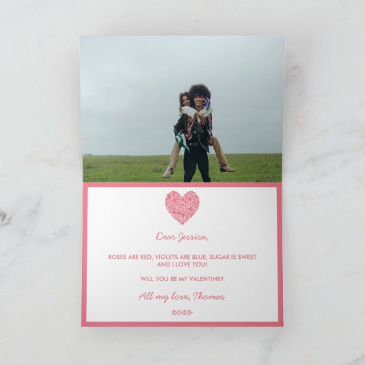 ピンクのハートは私のバレンタインデーになる シーズンカード (内部)