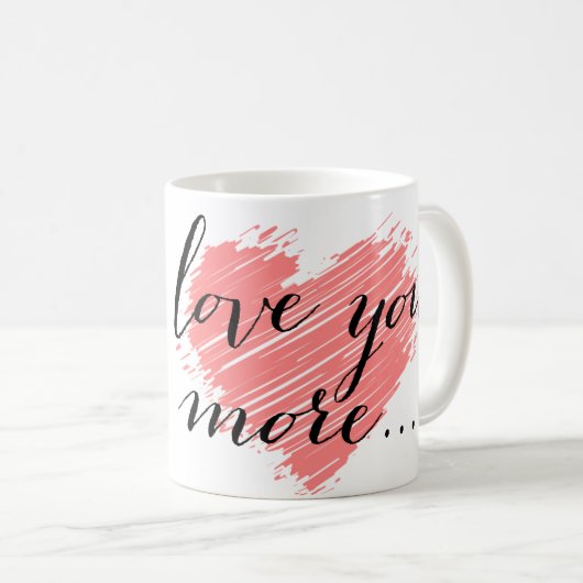 …ピンクのハートもっと愛して下さい コーヒーマグカップ (正面右)