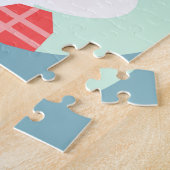 ピンクのハートを持つキュートな白いイースターバニー ジグソーパズル (側面)