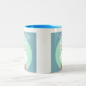 ピンクのハートを持つキュートな白いイースターバニー ツートーンマグカップ (中央)