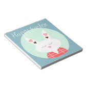 ピンクのハートを持つキュートな白いイースターバニー ノートパッド (アングル)